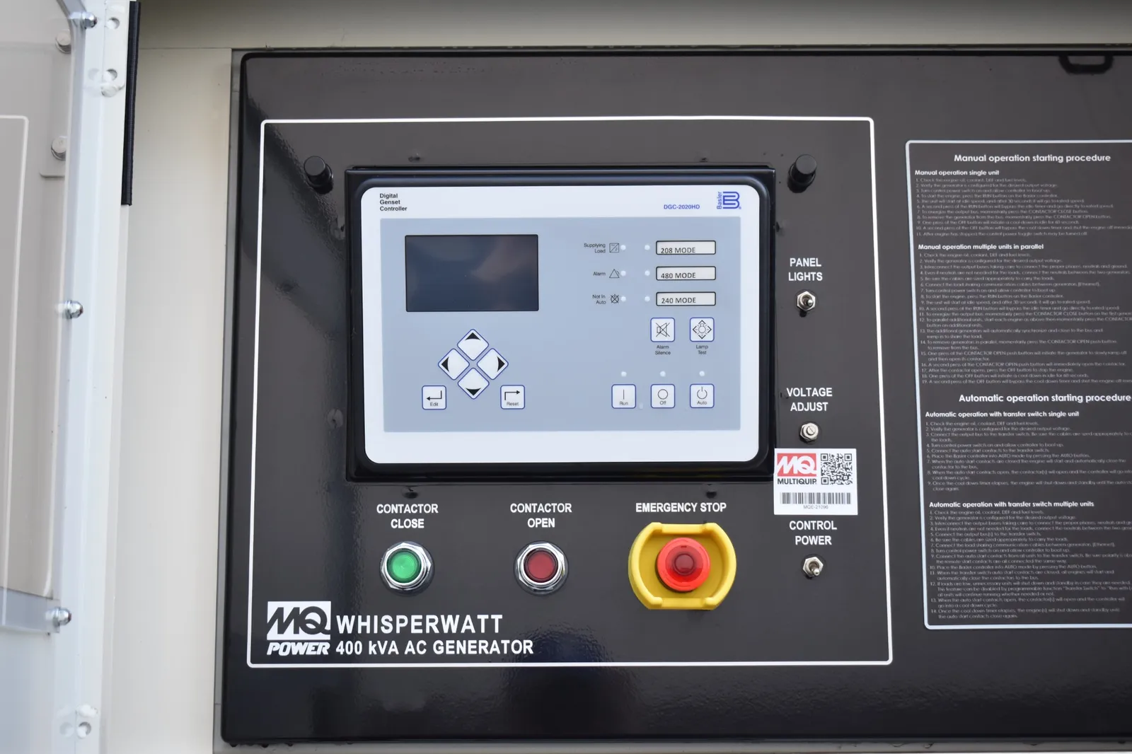 5 320kw multiquip industrial generator unit 90470 control panel