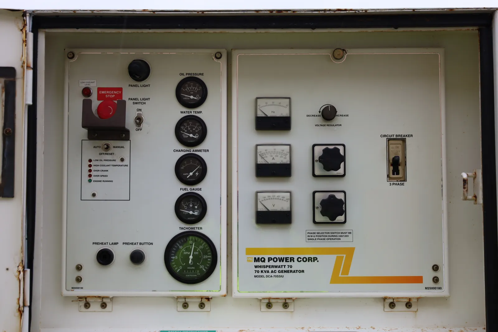 5 56kw mq industrial generator unit 092279 controls