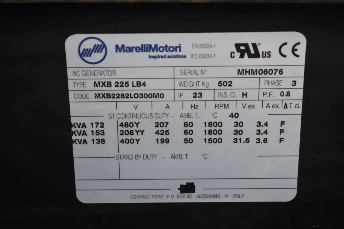 6 120kw doosan industrial generator unit 089999 data tag