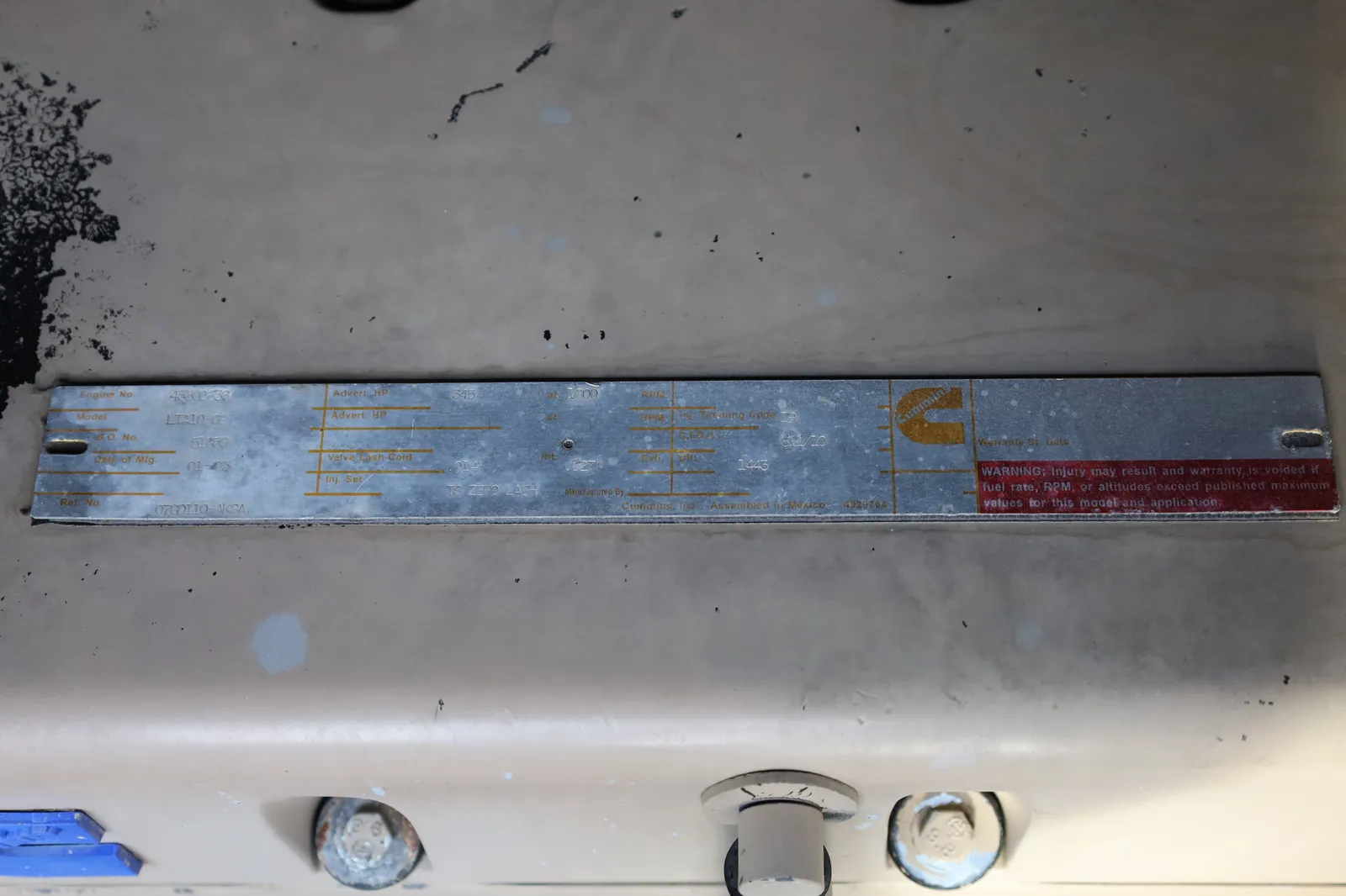 6 1750kw cummins industrial generator unit 088575 data tag