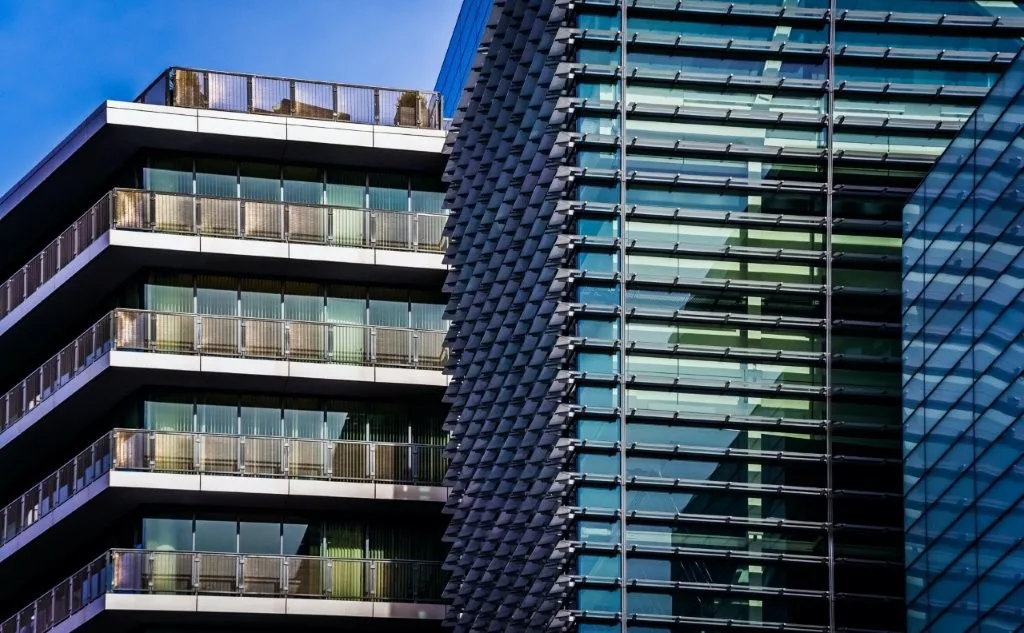 commercial real estate office building and apartments