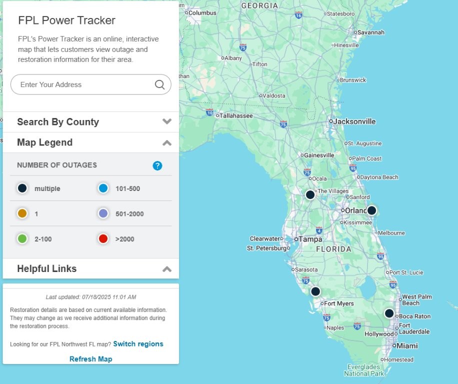 Florida power outage tracker