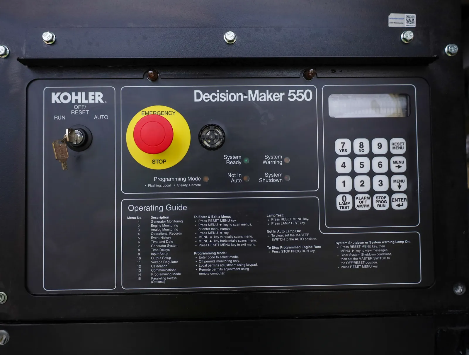 5 1250kw kohler industrial generator unit 092709 control panel