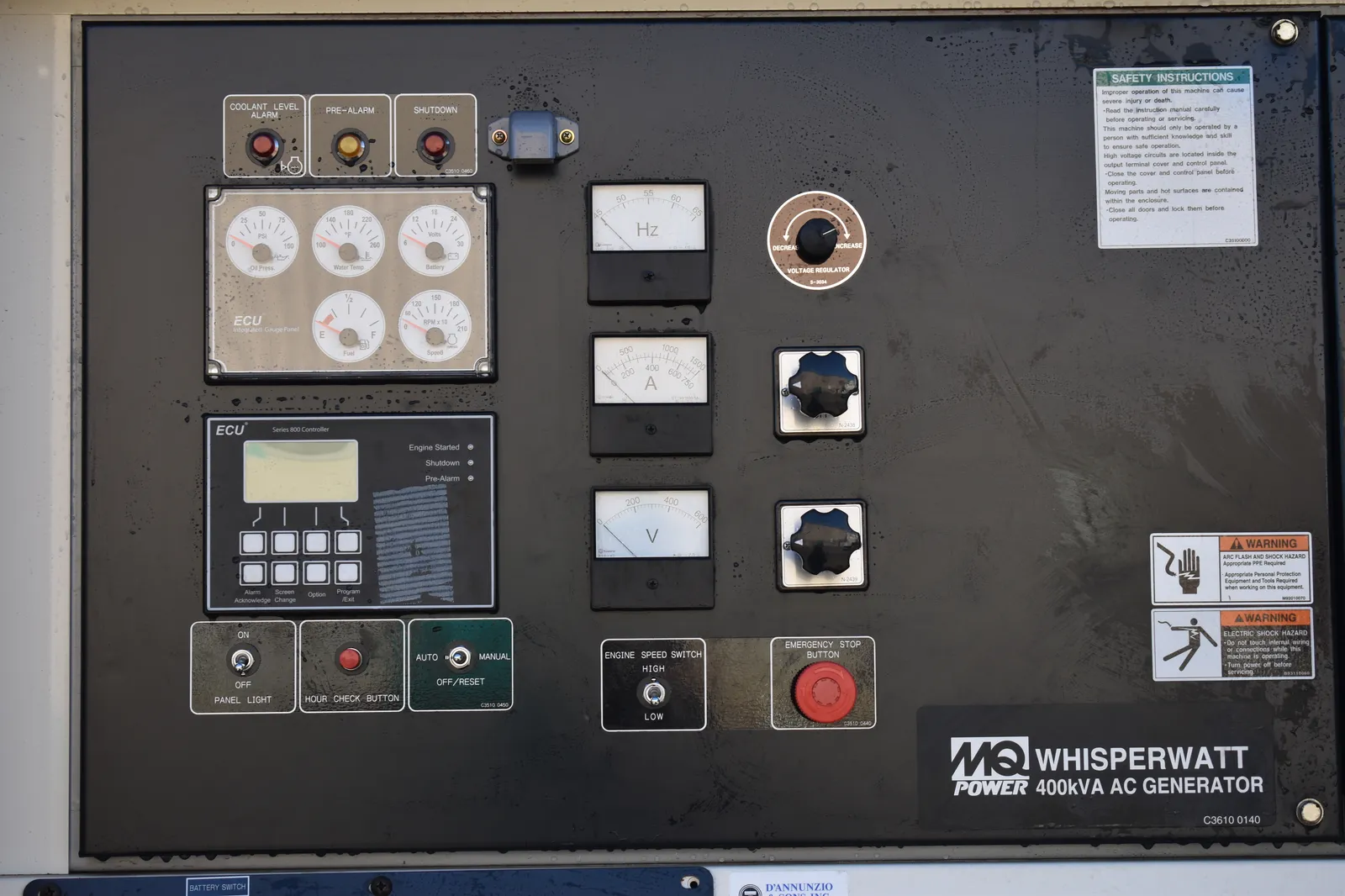 5 320kw multiquip industrial generator unit 088865 control panel