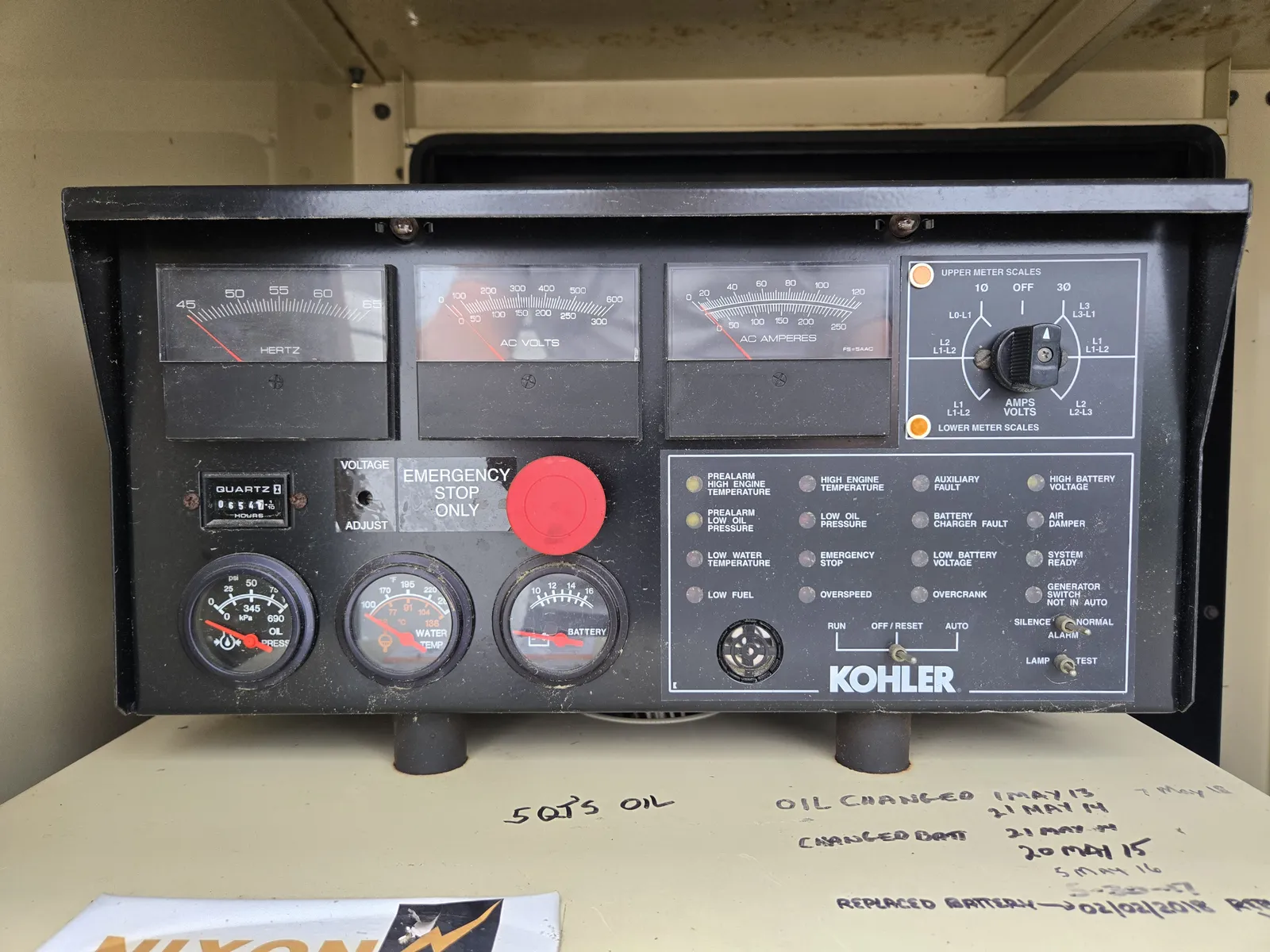 5 50kw kohler industrial generator unit 092266 control panel