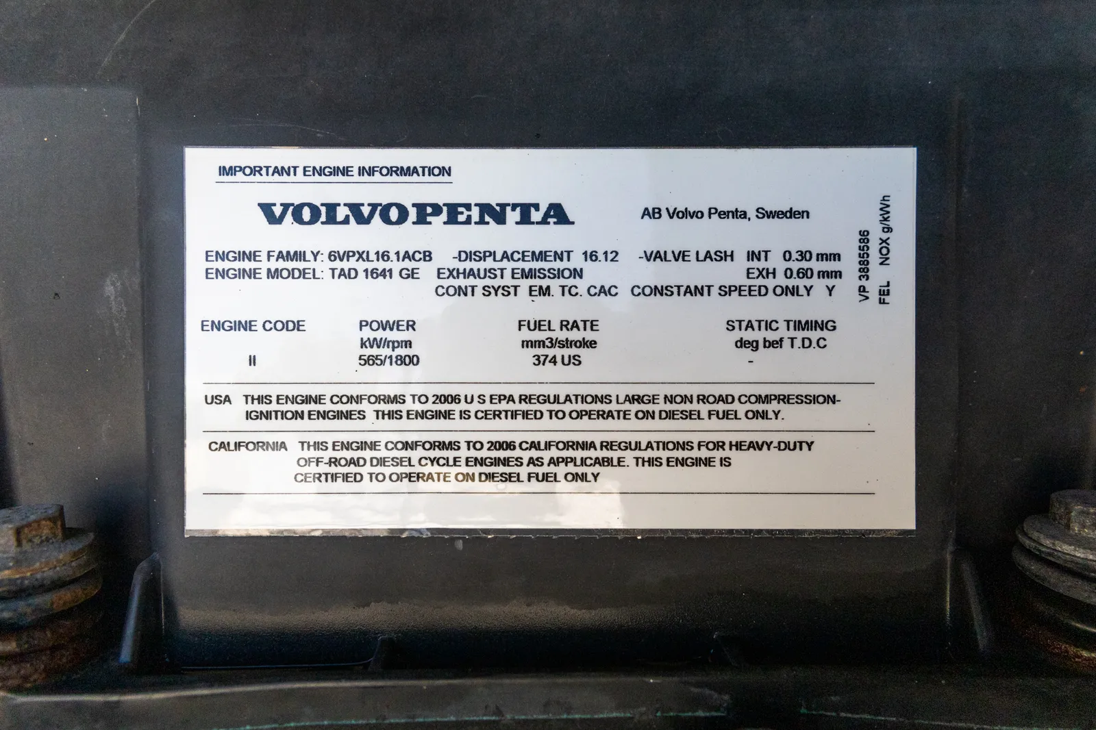 6 400kw sdmo industrial generator unit 088834 data tag