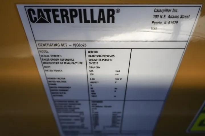 6 500kw caterpillar industrial generator unit 089942 data tag