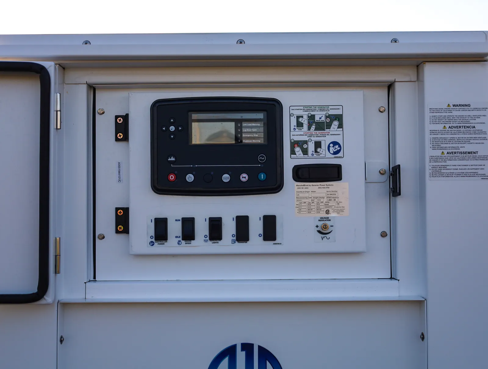 5 25kw generac industrial generator unit 092753 control panel