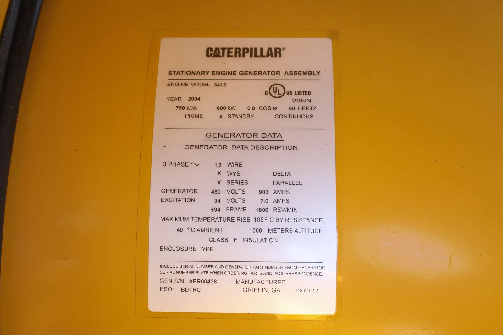 5 600kw caterpillar industrial generator unit 092901 control panel
