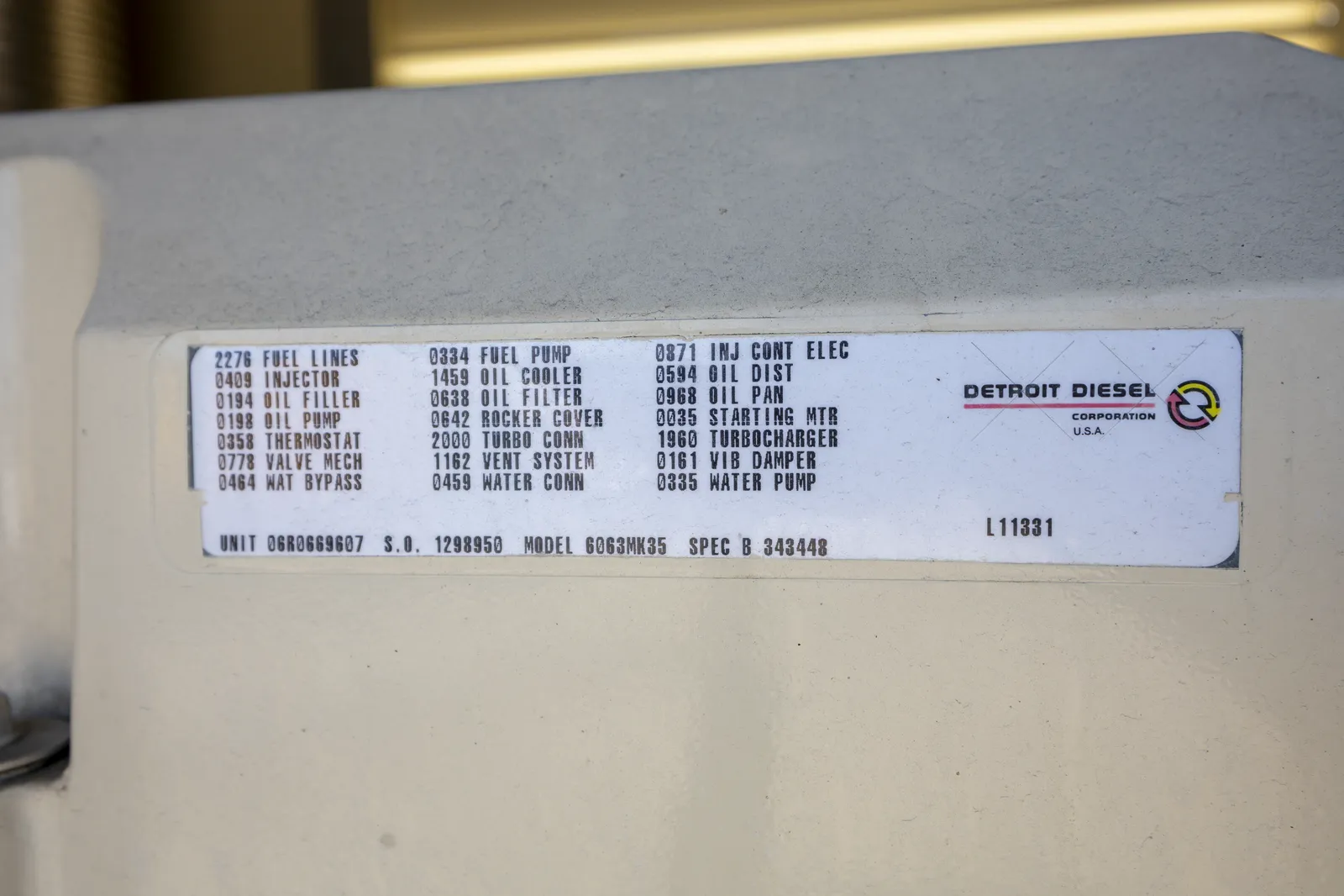 6 250kw kohler industrial generator unit 092902 data tag