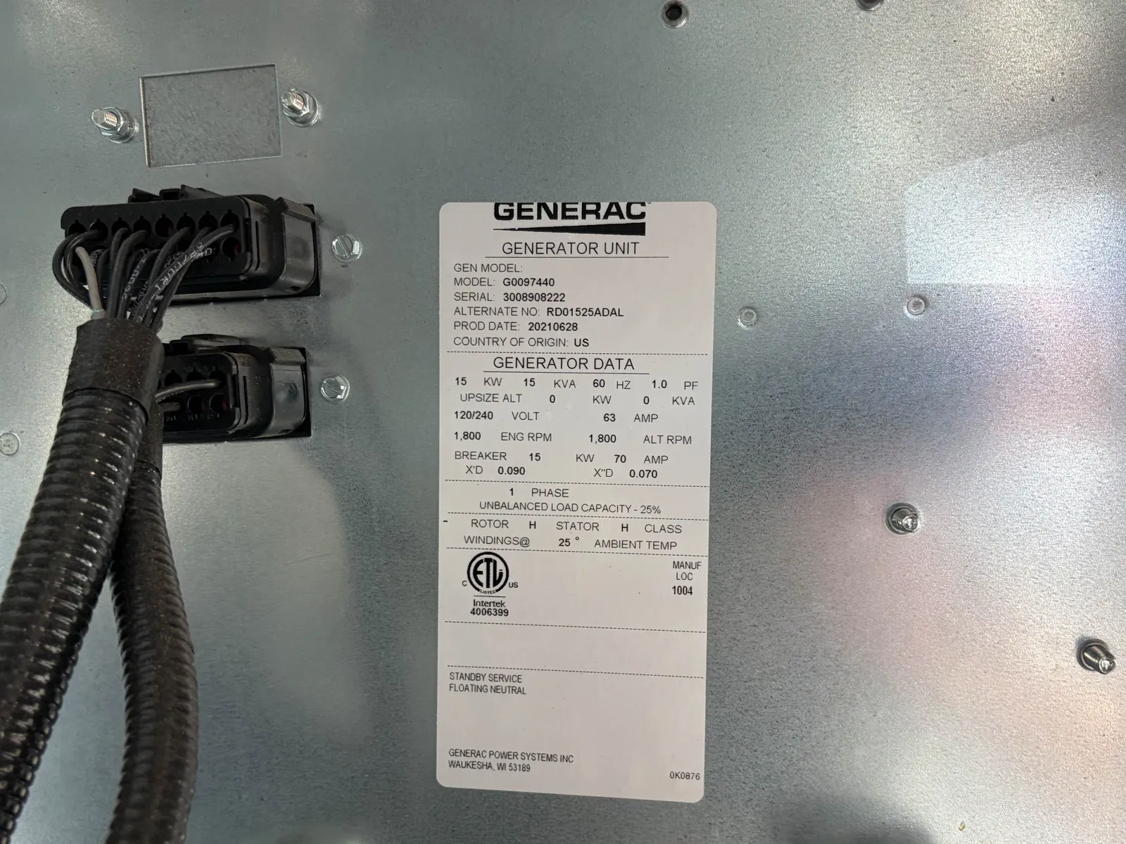 5 15kw generac industrial generator unit 092955 control panel