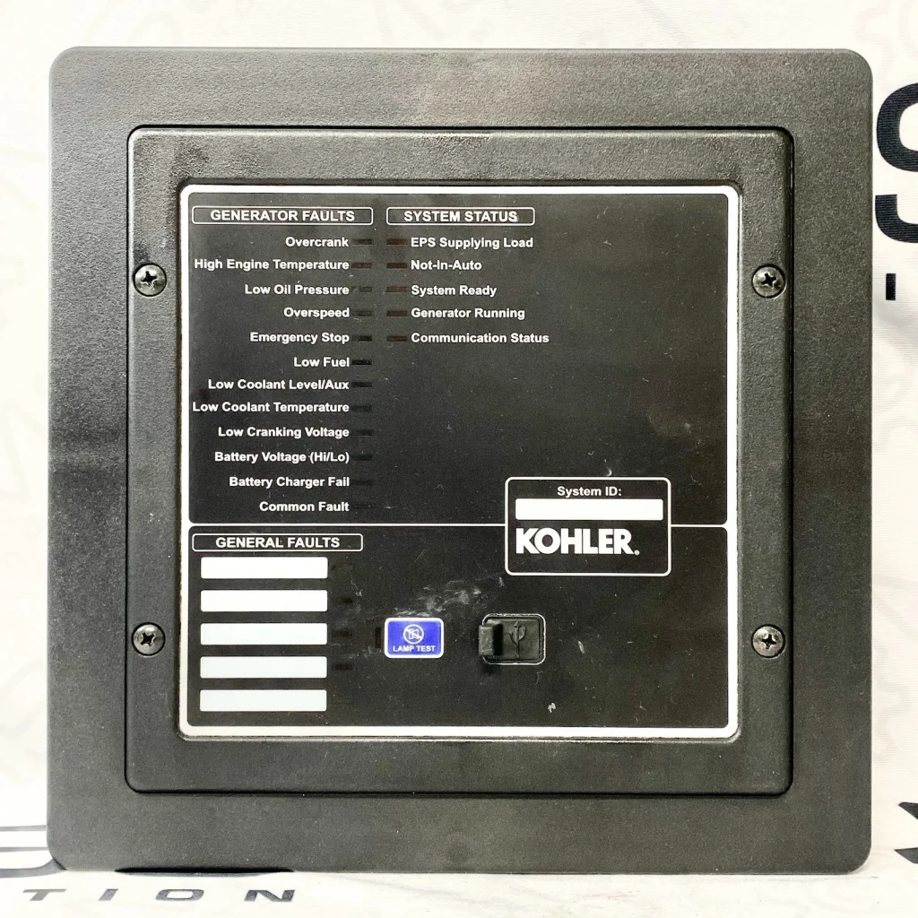 Remote annunciator panel showing generator status indicators Remote annunciator panel showing generator status indicators