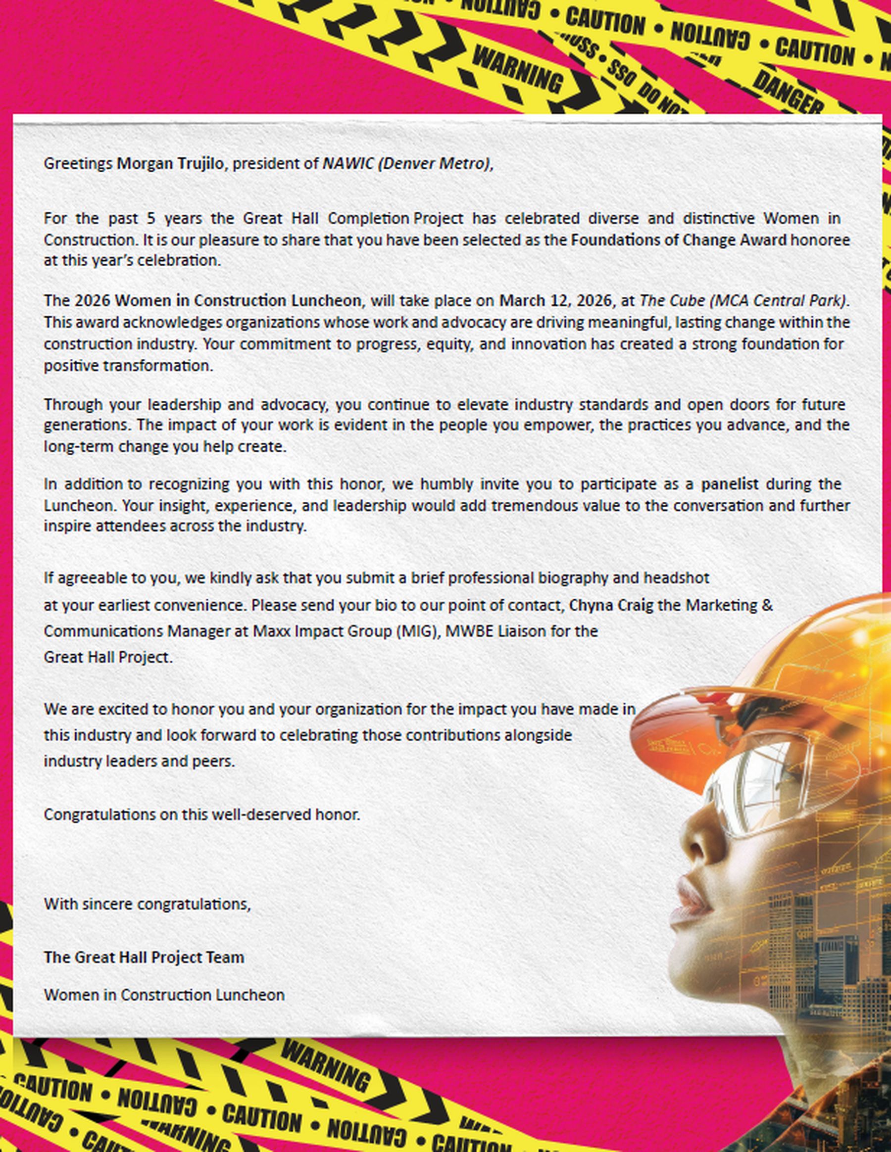 DIA Great Hall Project Foundations of Change Award