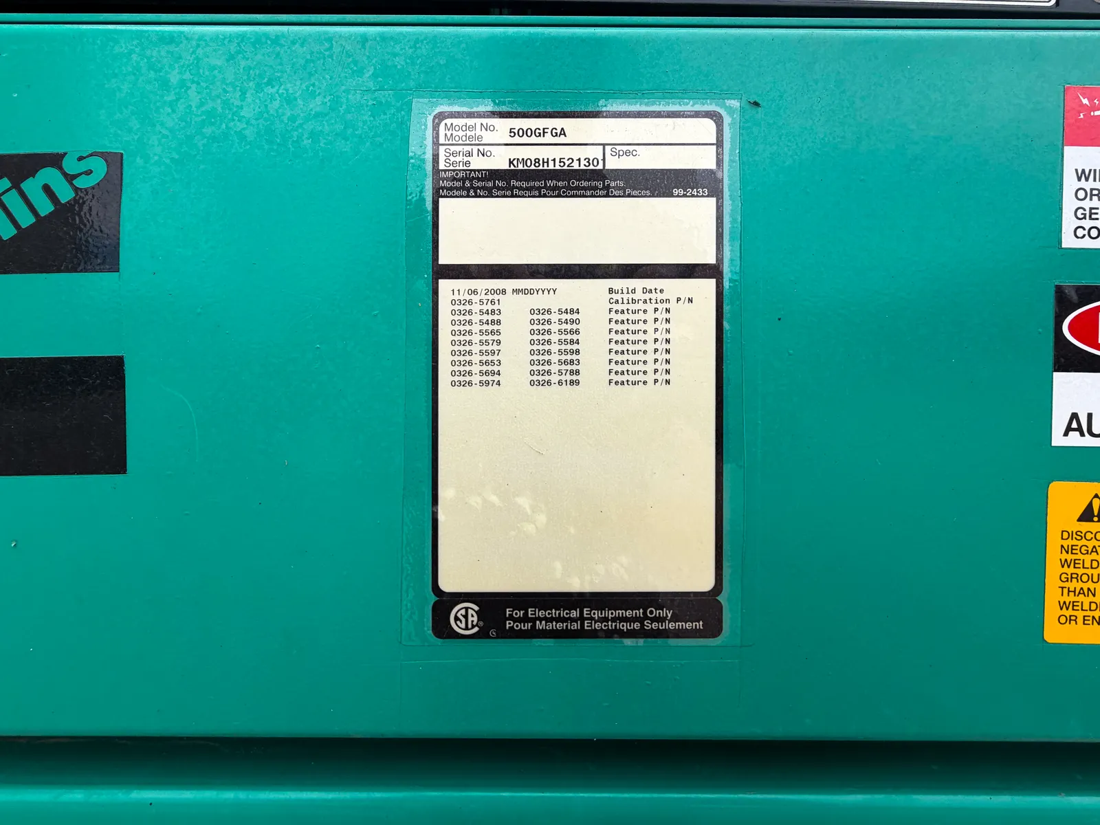 5 500kw cummins industrial generator unit 093376 control panel