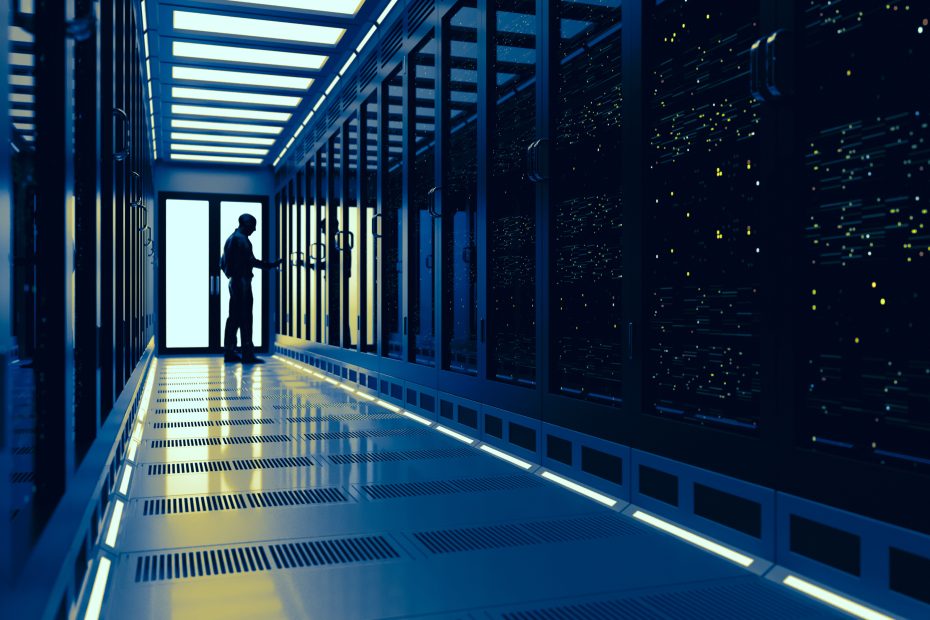 A technician working on a server in a data center Backup Power for Data Centers