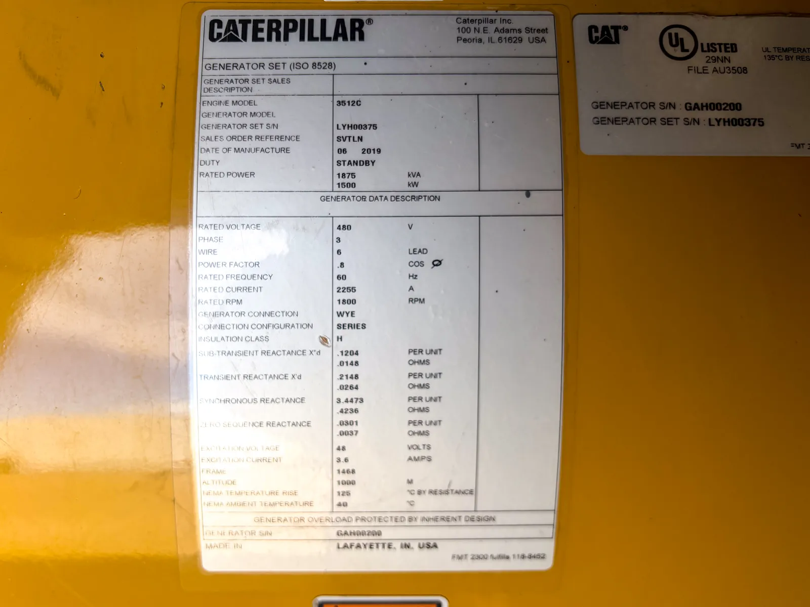5 1500kw caterpillar industrial generator unit 093137 control panel
