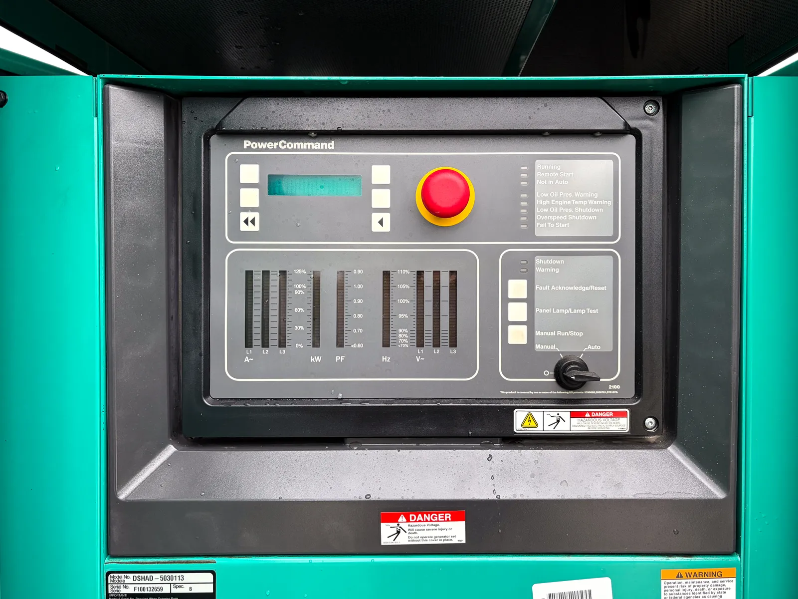 6 230kw cummins industrial generator unit 093699 data tag