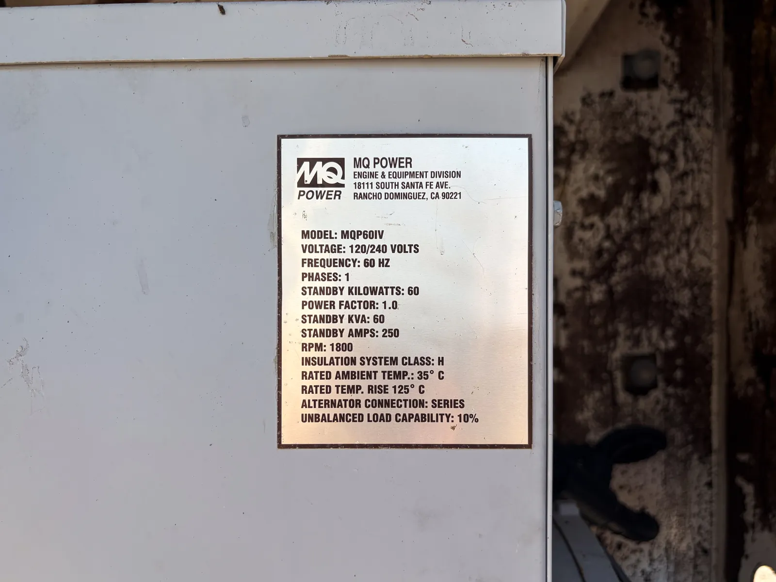 5 60kw mq industrial generator unit 093727 control panel