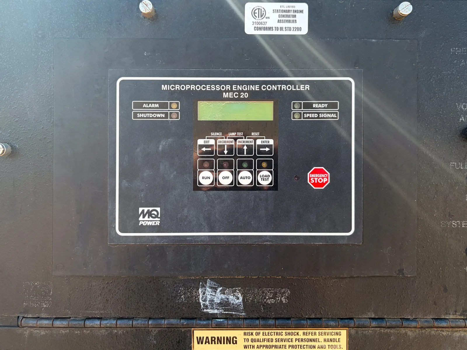 6 60kw mq industrial generator unit 093727 data tag