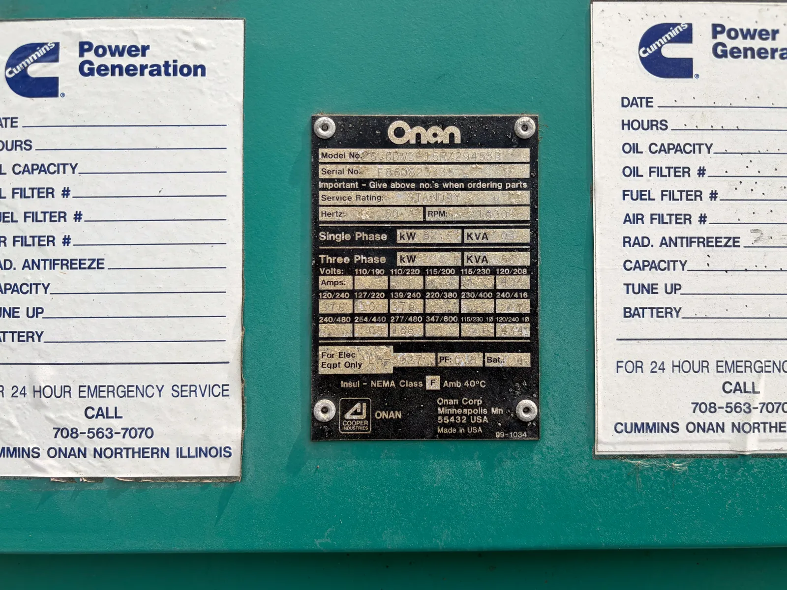 5 125kw cummins industrial generator unit 093736 control panel
