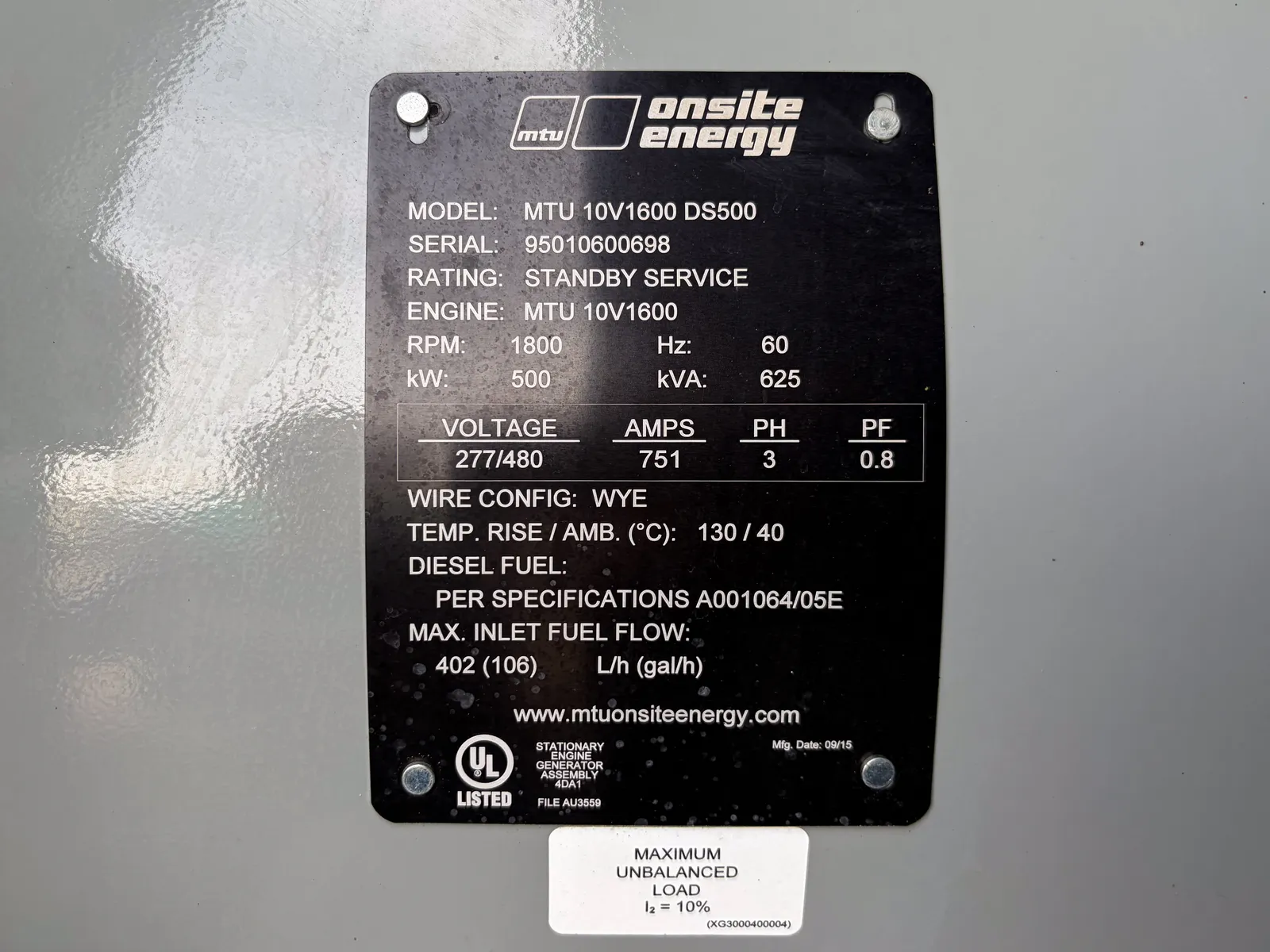 5 500kw mtu industrial generator unit 093564 control panel