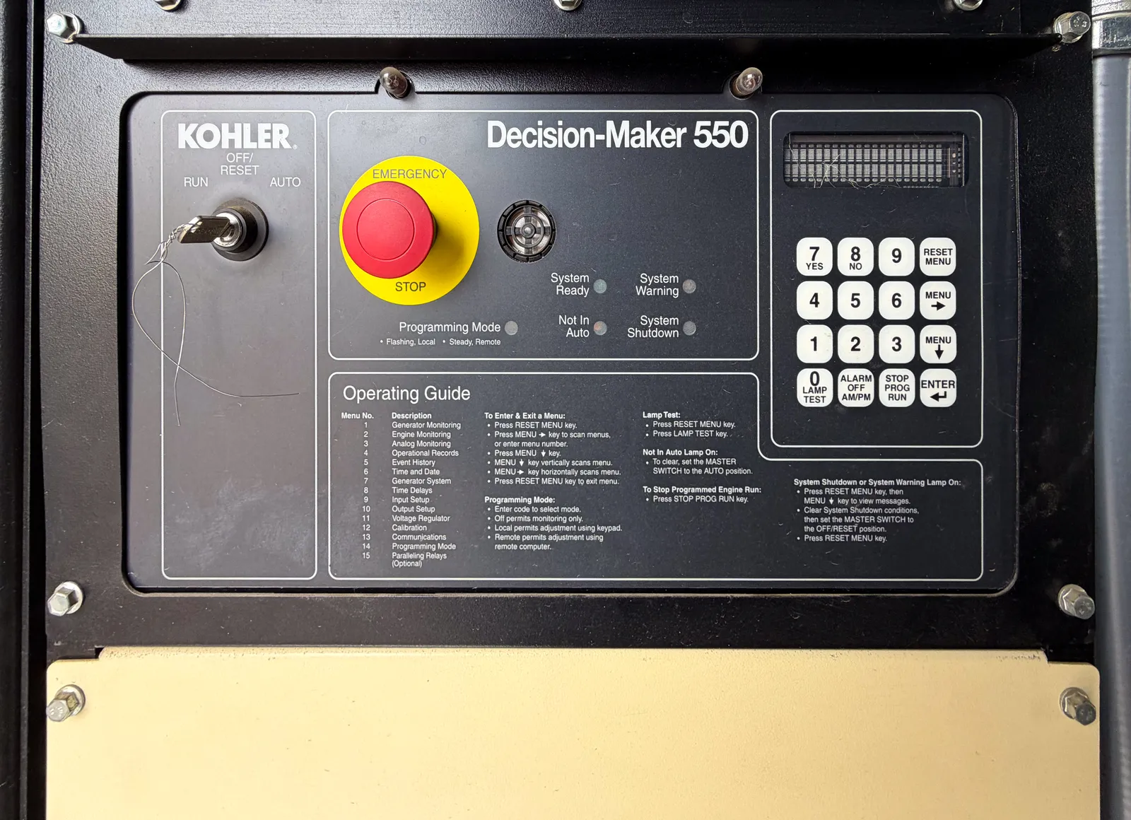 6 1600kw kohler industrial generator unit 093436 data tag