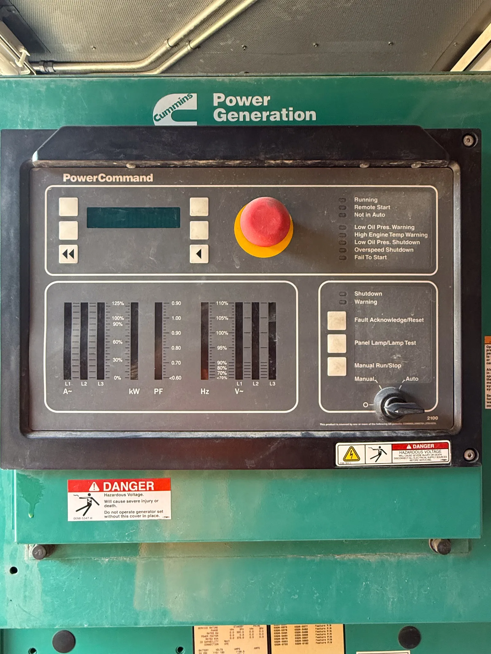6 300kw cummins industrial generator unit 093872 data tag