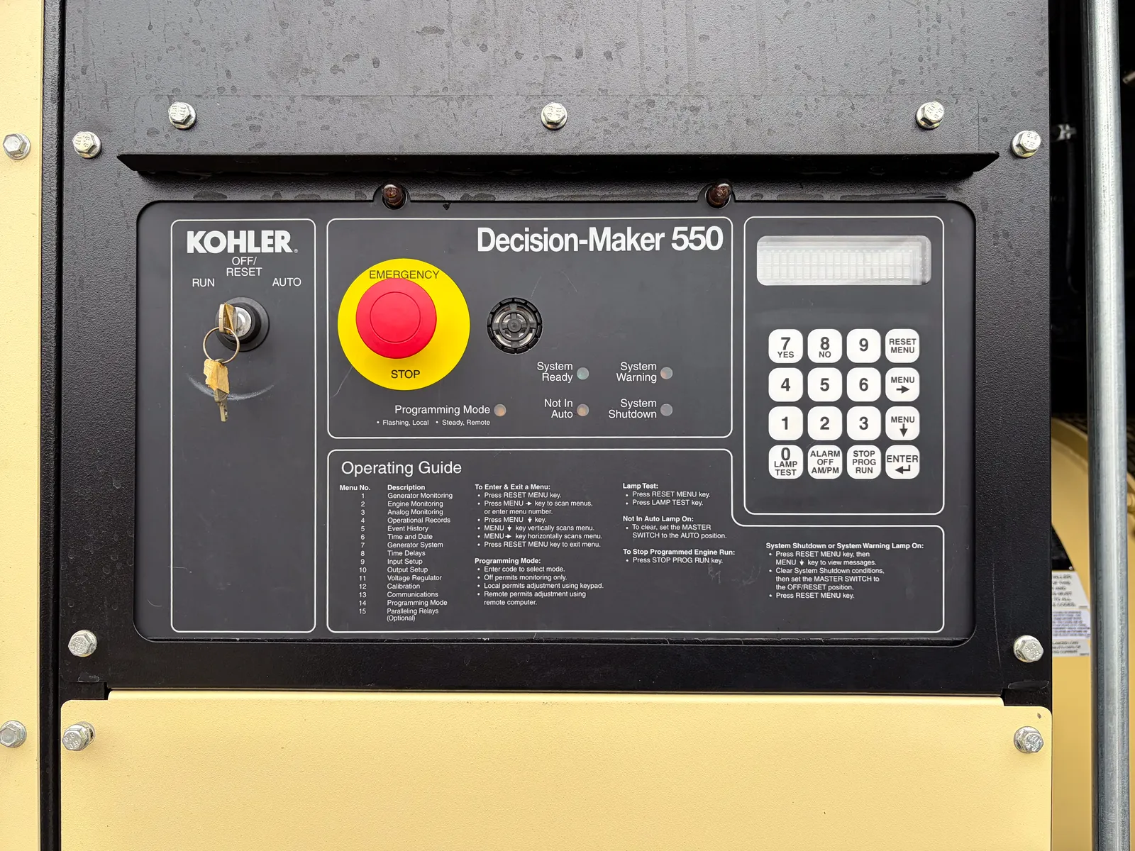 6 600kw kohler industrial generator unit 093384 data tag